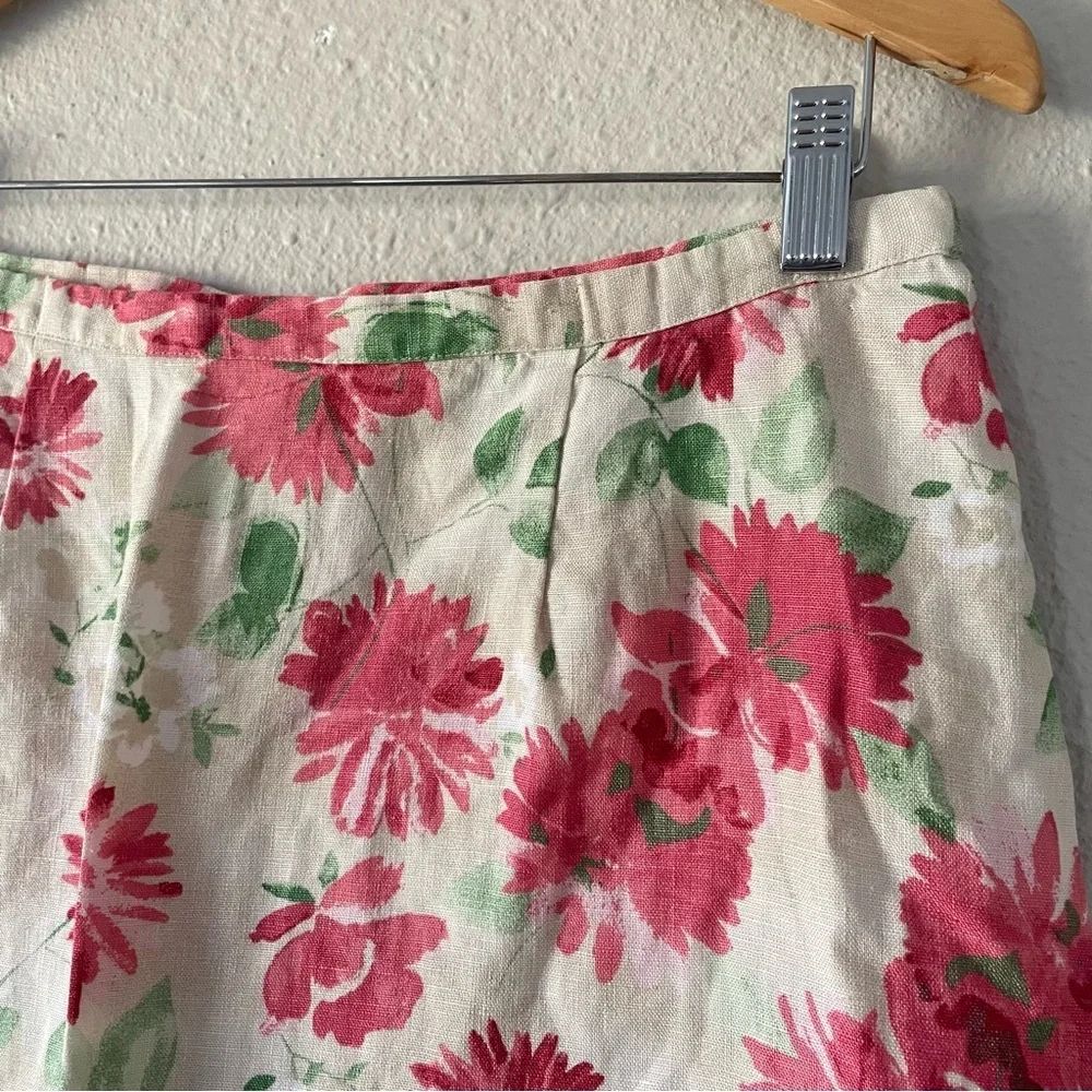 Vintage JM Collection Linen Floral Skirt Women’s 8 A-Line Cottage Flowy Ruffled - Picture 9 of 13